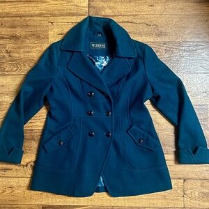 Guess • X-Large • Teal Green • Double Breasted • Wool Blend • Pea Coat